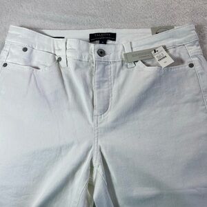 Talbots Simply Flattering Womens Size 10 White Pedal Pusher Denim Stretch NWTS